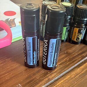 Doterra Peppermint Beadlets Roller Bottles - Black with Light Blue Labels